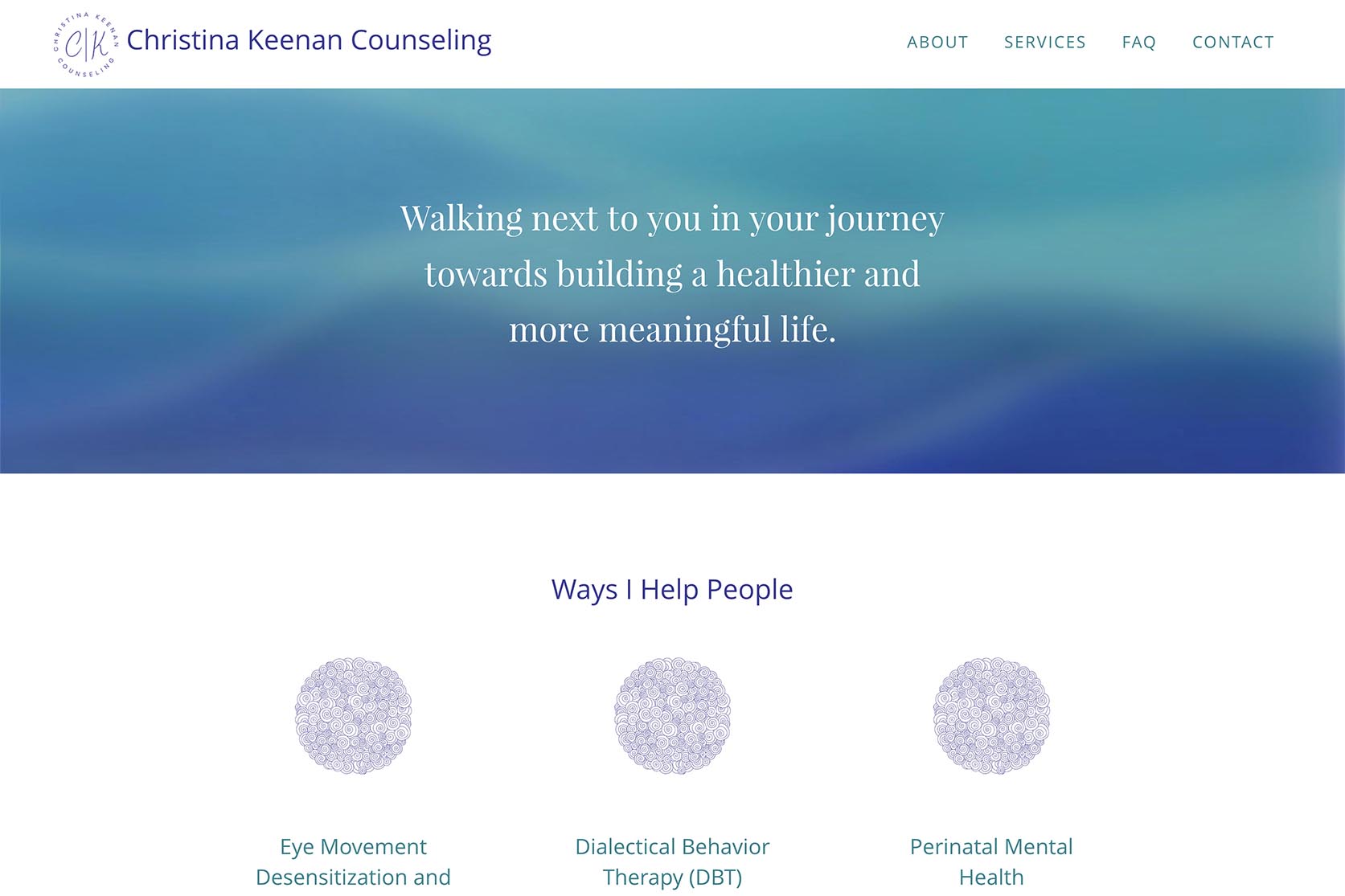 bespoke website design for a counselor - Christina Keenan